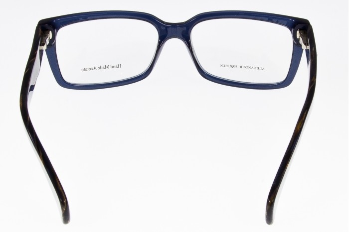 ダークブラウンとブルーのメガネALEXANDERMcQUEEN AMQ 4182 10T 140