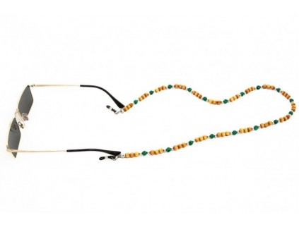 Chaîne à lunettes - collier MARTA GELMI 3XTE Wood Bois clair et malachite 2