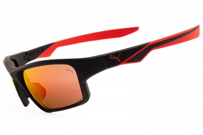 PUMA Solglasögon PU0437S 002 Svart Röd