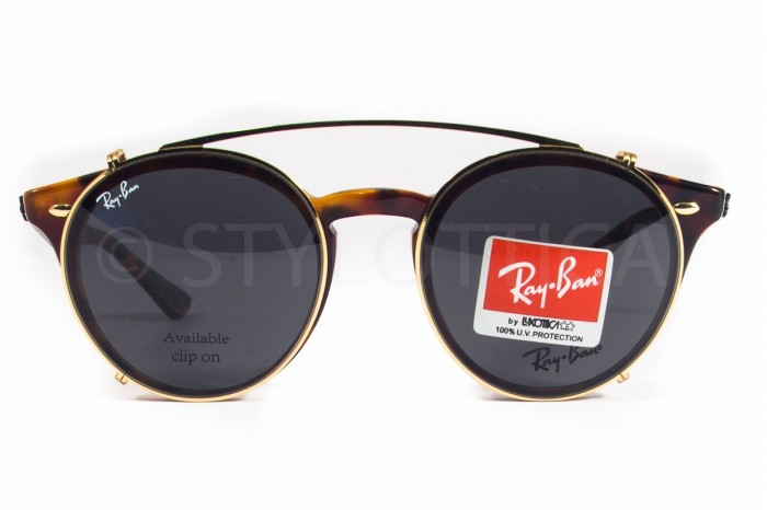 Ynkelig Tåre Sandet Klip på RAY-BAN rb 2180-c 2500/71. Klip på tilbehør 49 - 21 i guldfarvet  metal med solbriller, der er kompatible med R-briller